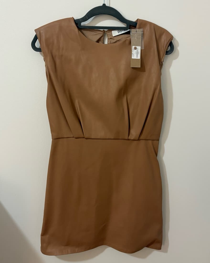 Light Brown Faux Leather Dress - Image 1