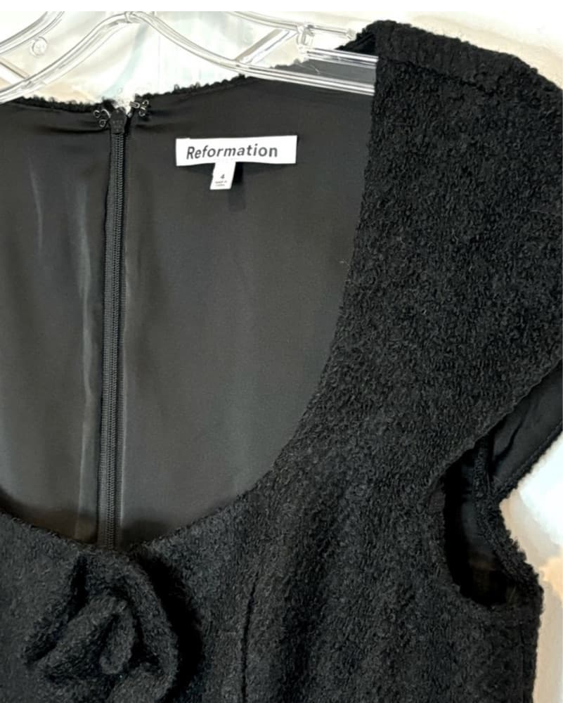 Reformation Zada Black Rosette Dress - Image 4