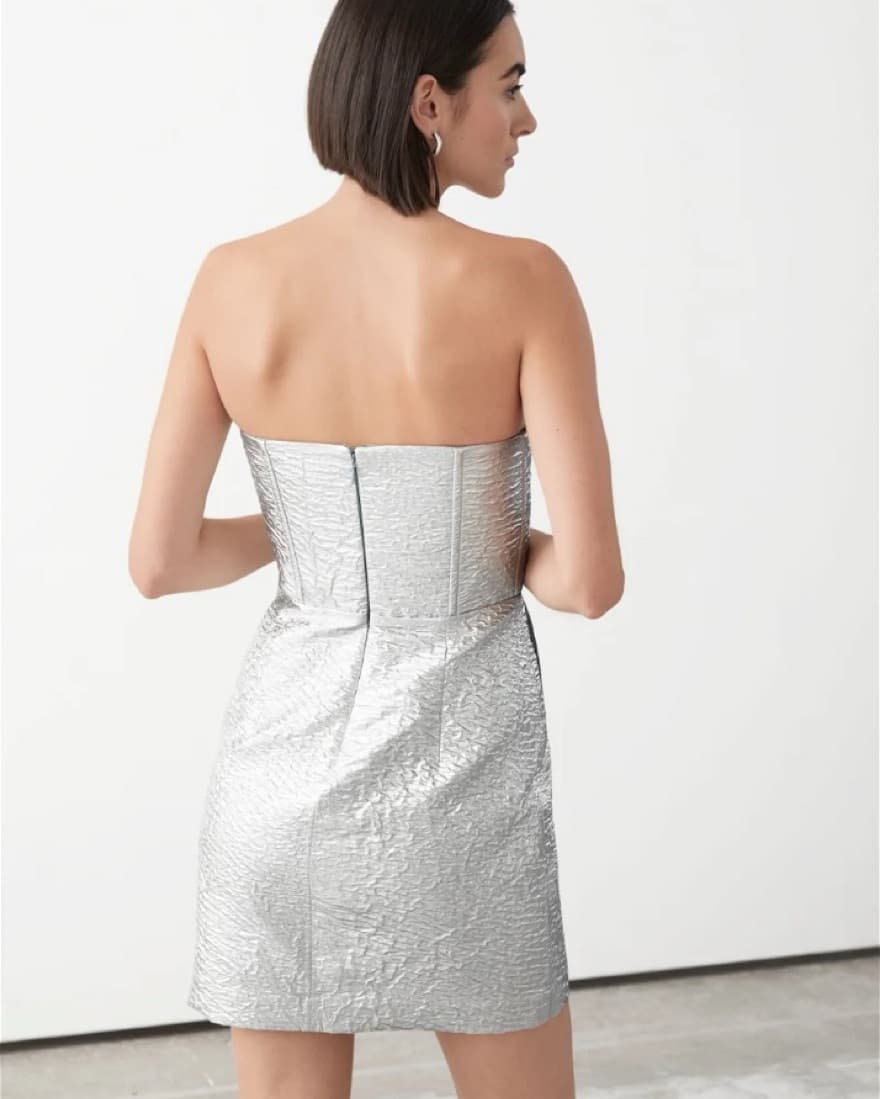 & Other Stories Stapless Silver Dress  - Image 3