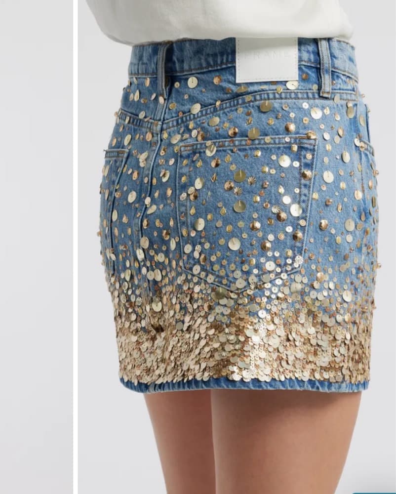 FRAME Champagne Denim Miniskirt  - Image 3