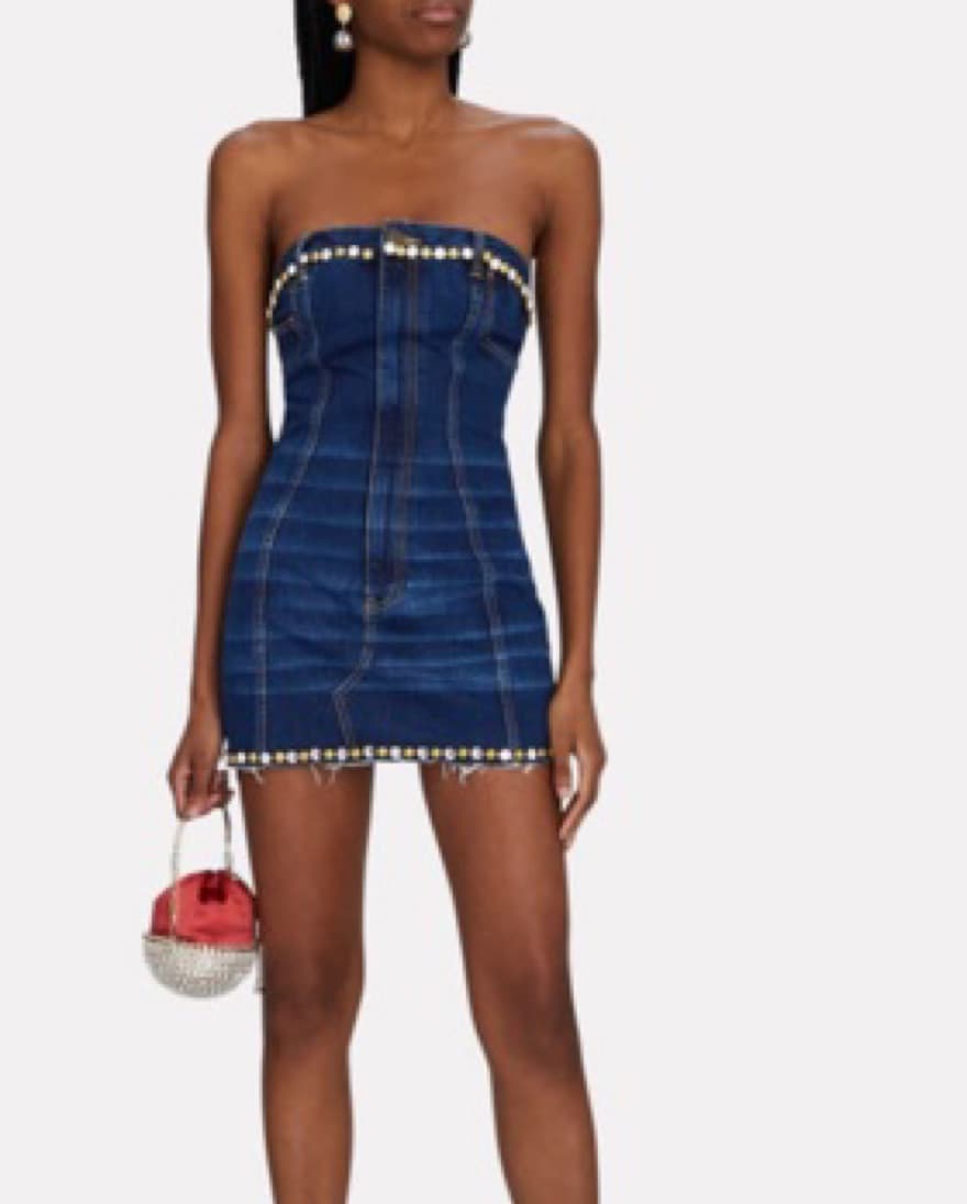 Area Denim Embellished Mini Dress - Image 1