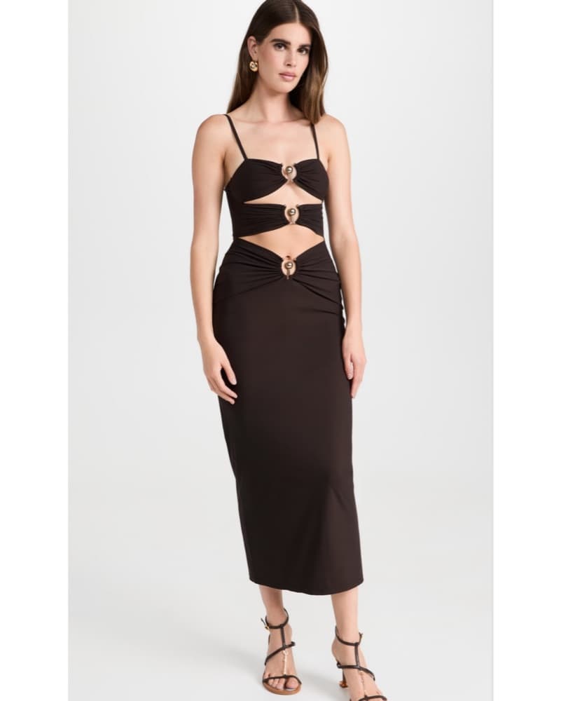 Christopher Esber Brown Cut-out Orbit Maxi Long Bodycon Metal Dress - Image 5