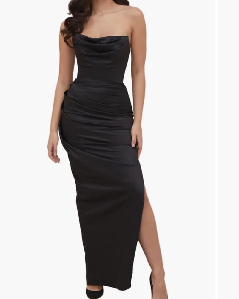 Black Silk Corset Dress - Image 2