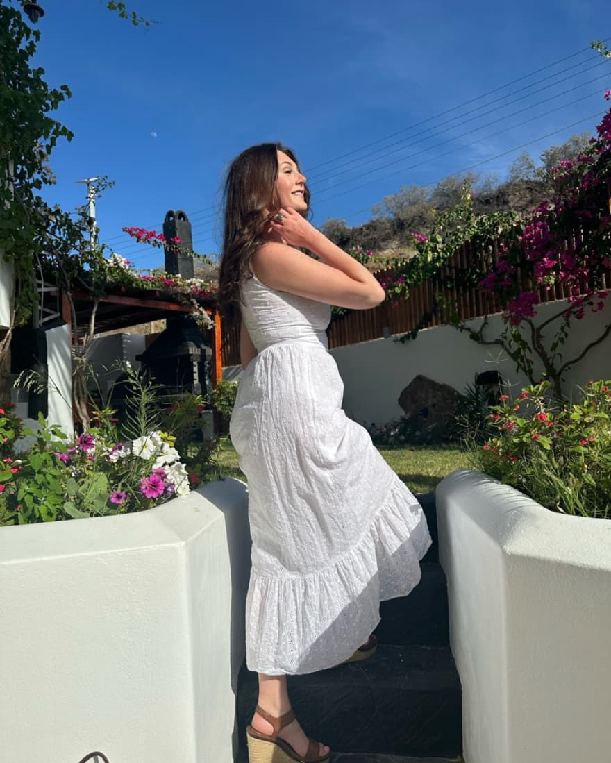 Elegant White Eyelet Maxi Dress - Image 3