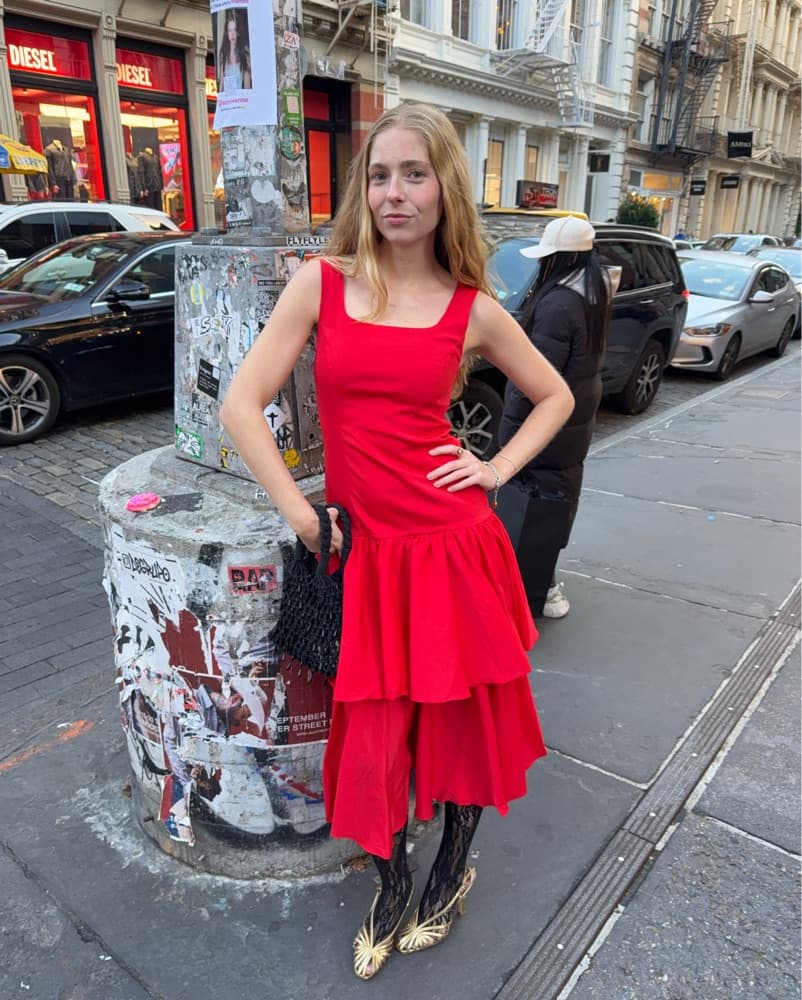 Red Loeffler Randall Ruffle Dress - Image 3