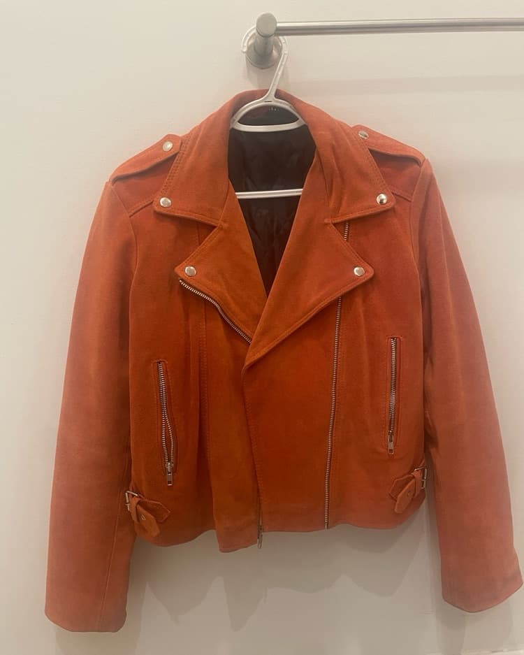 Suede, Orange Fringe VintageBiker Jacket - Image 5