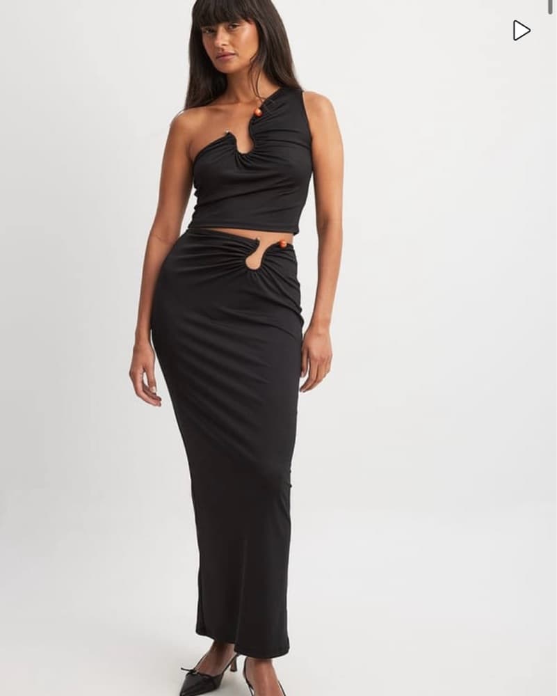 Black Beaded Skirt Set - Image 1
