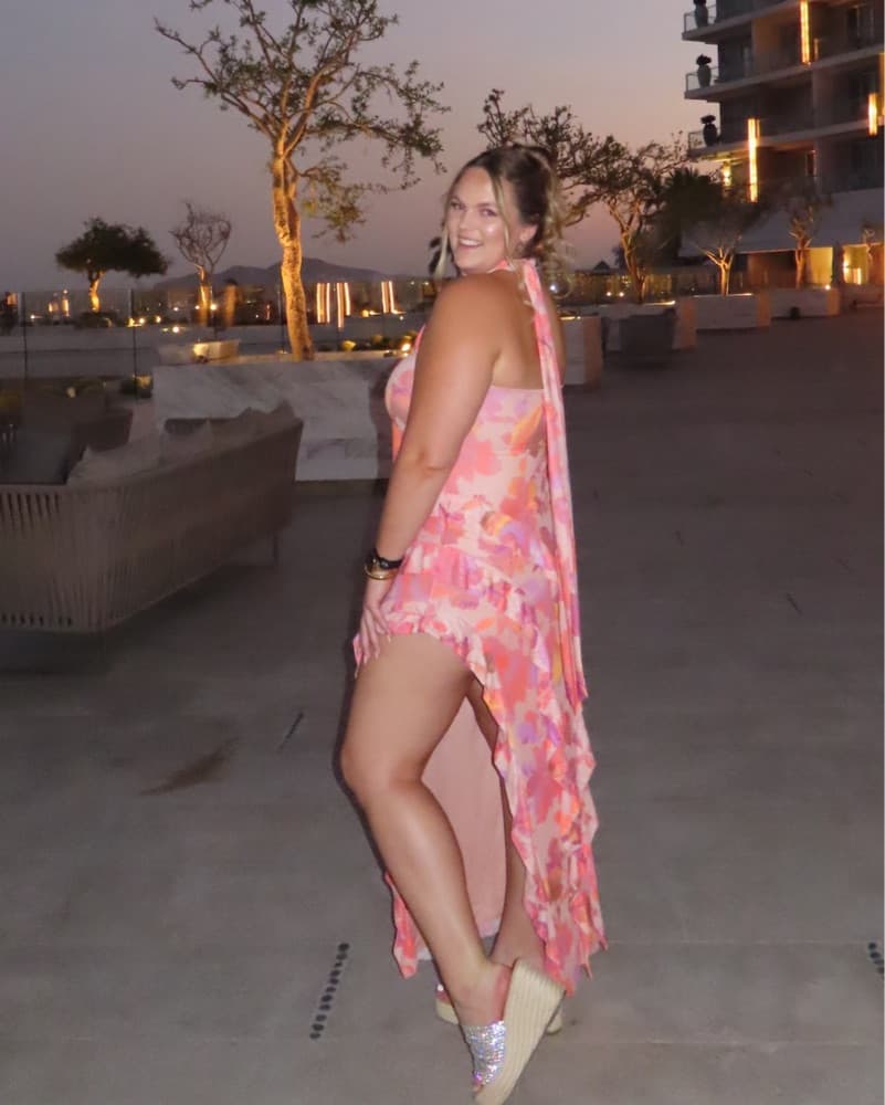 AFRM Floral High Neck Slit Dress - Image 4