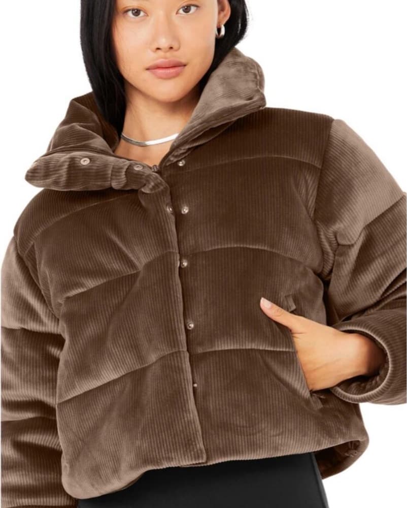 Alo Brown Ribbed Velour Puffer Jacket  - Image 1