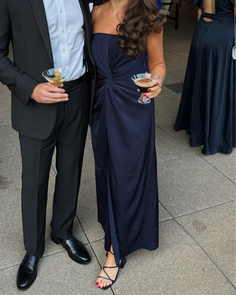 Navy Blue Gown with Twist Detail - Image 1