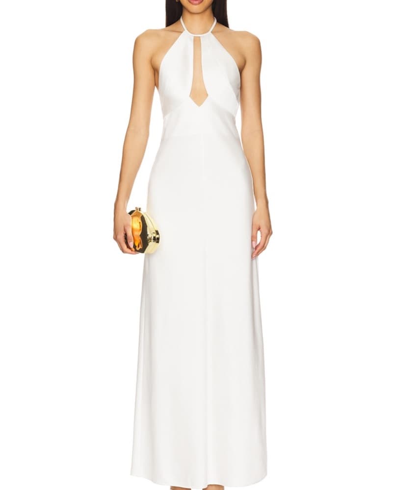 White Halter Slip Dress   - Image 1