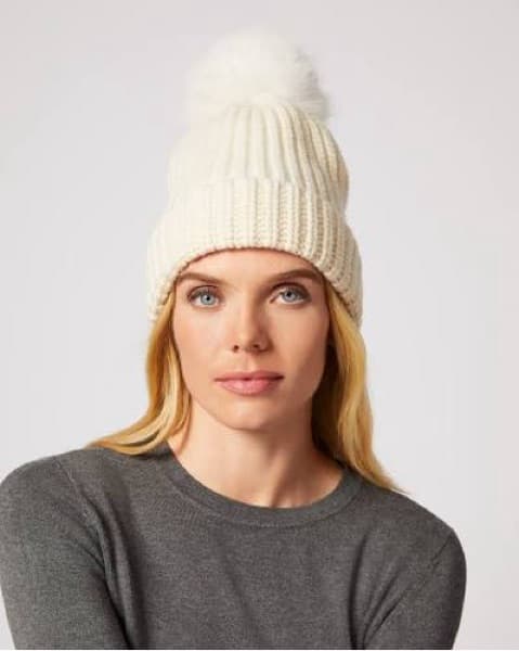 Faux Fur Pom-Pom Knit Beanie  - Image 2