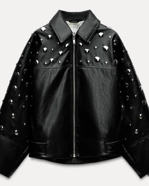Zara Studded Faux Leather Jacket - Image 2