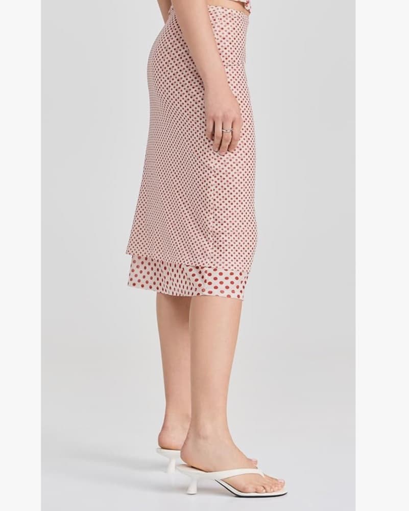 Miaou Red Polka Dot Sheer Layer Skirt - Image 2