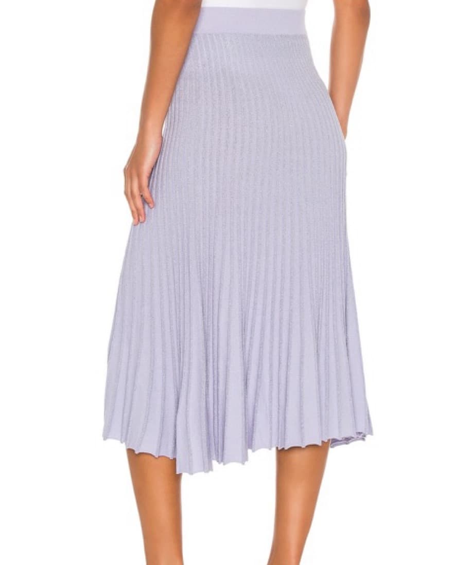 Pleated Lilac Metallic Knit Skirt  - Image 3