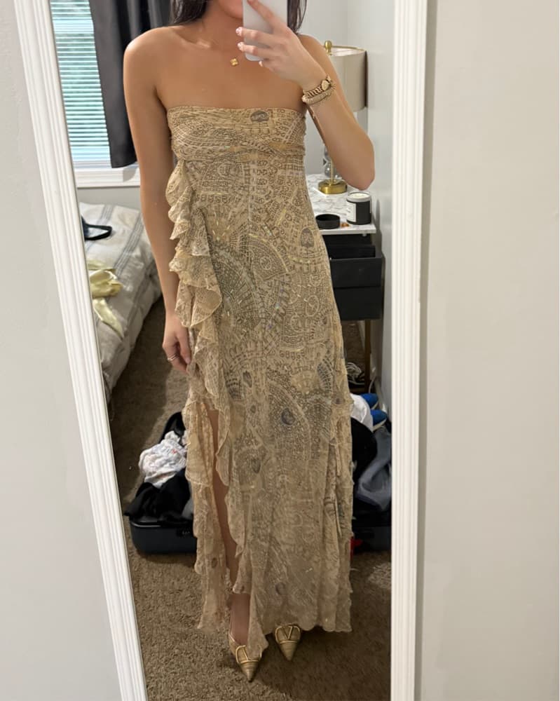 Vintage Gold Sequin Embellished Dress  - Image 2