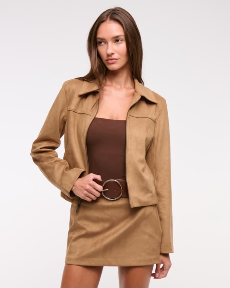 A&F Vegan Suede Jacket in Brown - Image 1