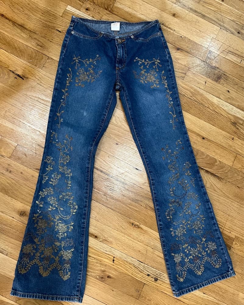 Vintage y2k low rise sparkle jeans - Image 1