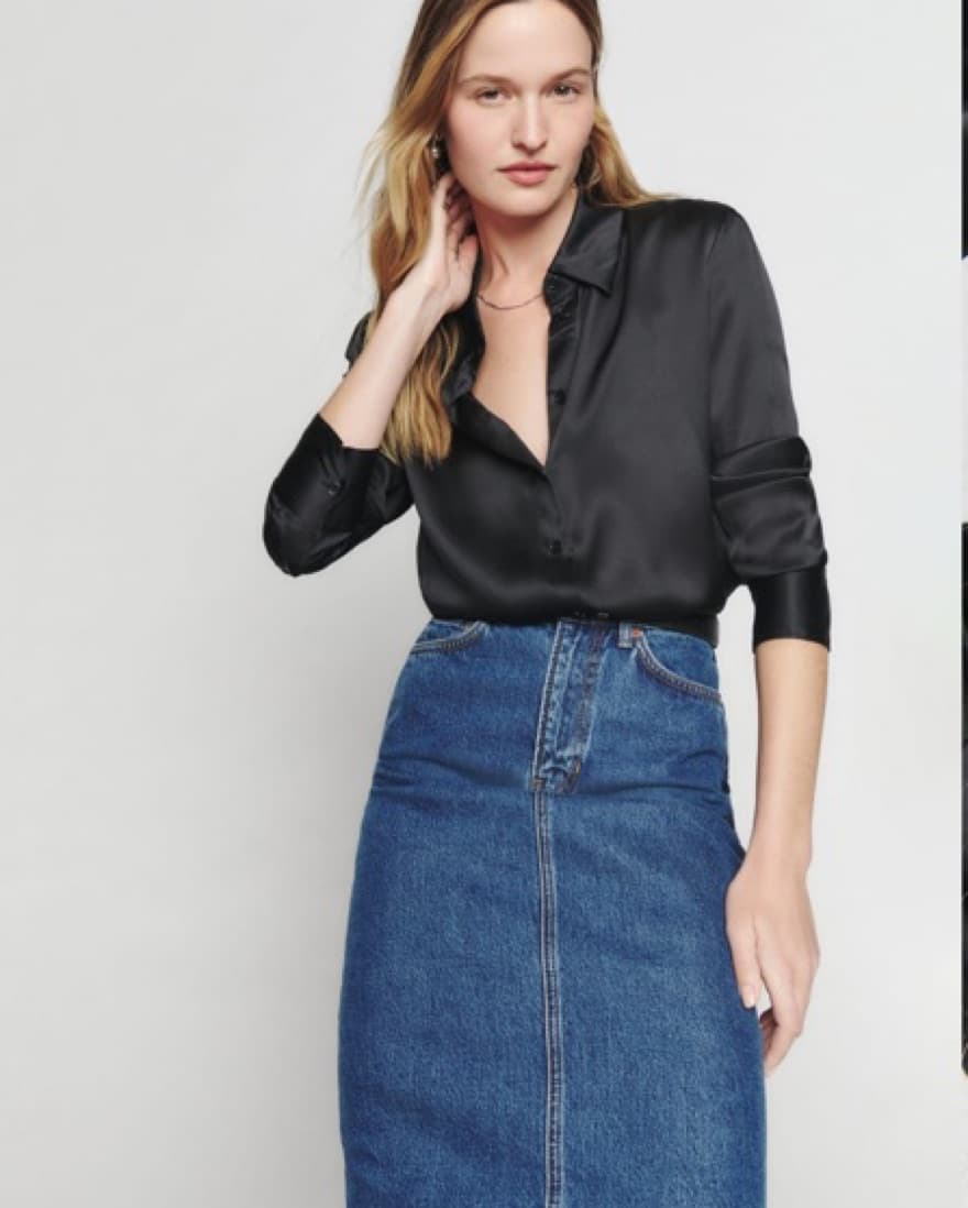 Reformation Sky Relaxed Silk Top - Image 1