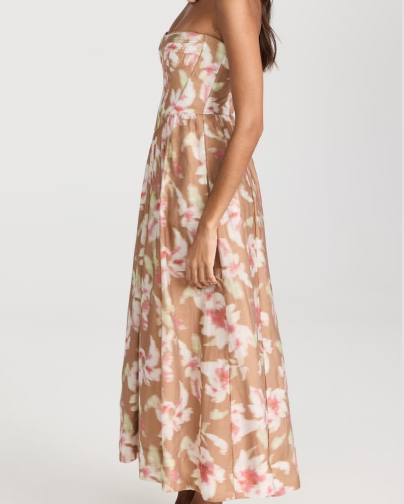Bardot Strapless Floral Midi Dress M - Image 3