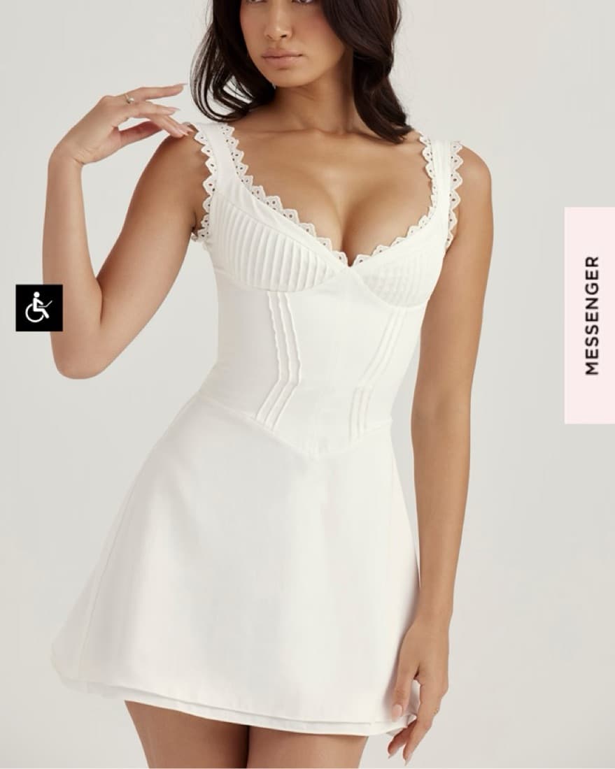 White Pin Tuck Mini Dress - Image 1