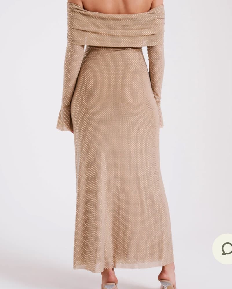 Off Shoulder Diamante Maxi Dress - Image 2