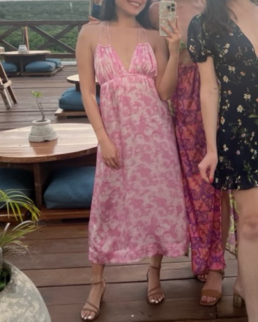 Ganni Pink Silk Midi Dress S/DE 34 - Image 3