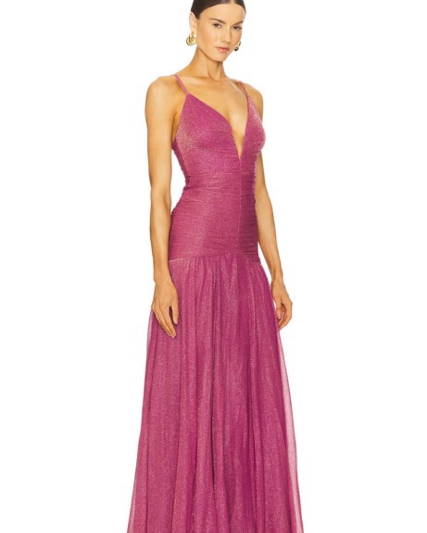 PatBO Metallic Plunge Dress In Lilac - Image 2