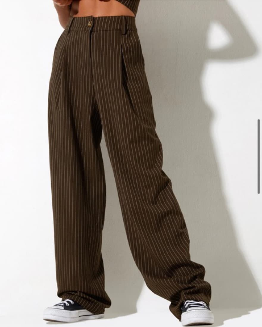 TROUSER IN PINSTRIPE BROWN - Image 1