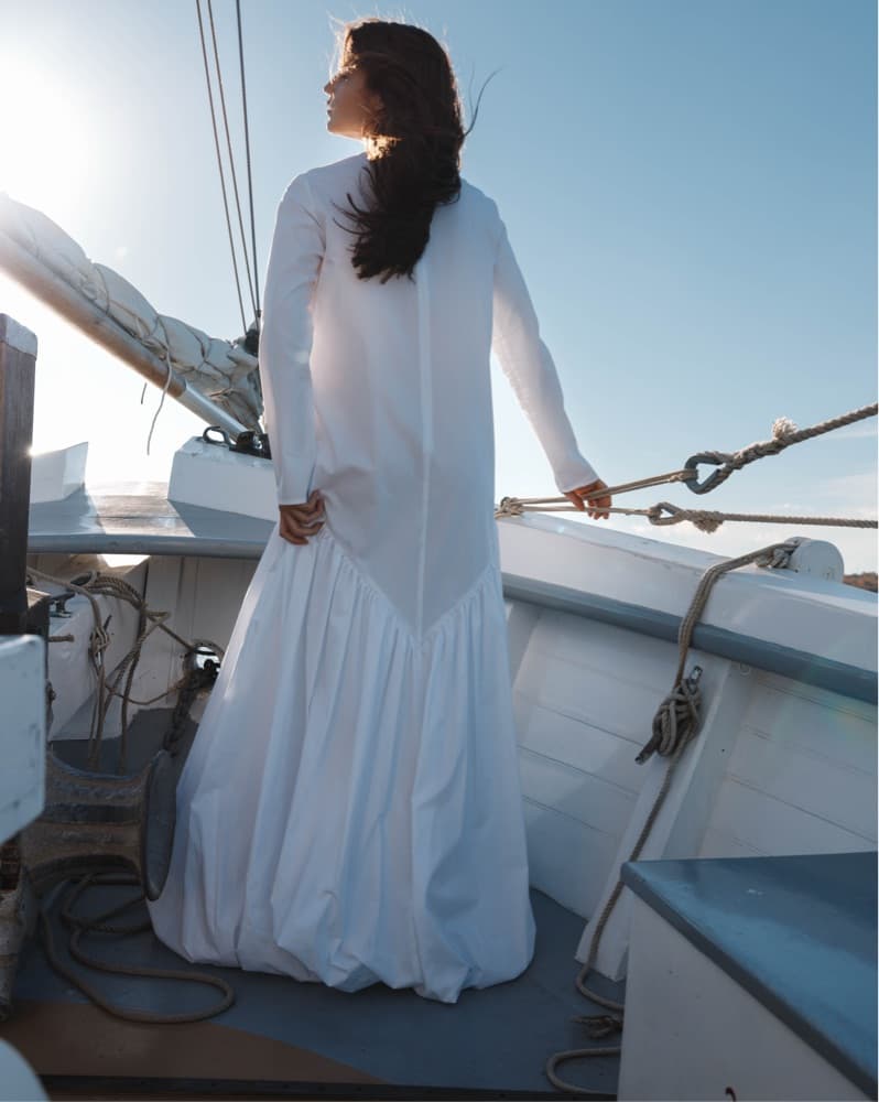 White Drop Waist Bubble Hem Maxi Dress - Image 5