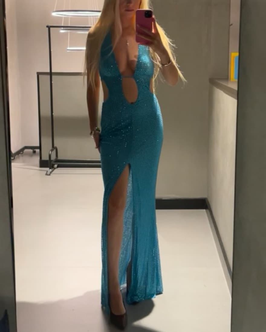 OhPolly AMBERLY Dress In Aqua Blue - Image 1