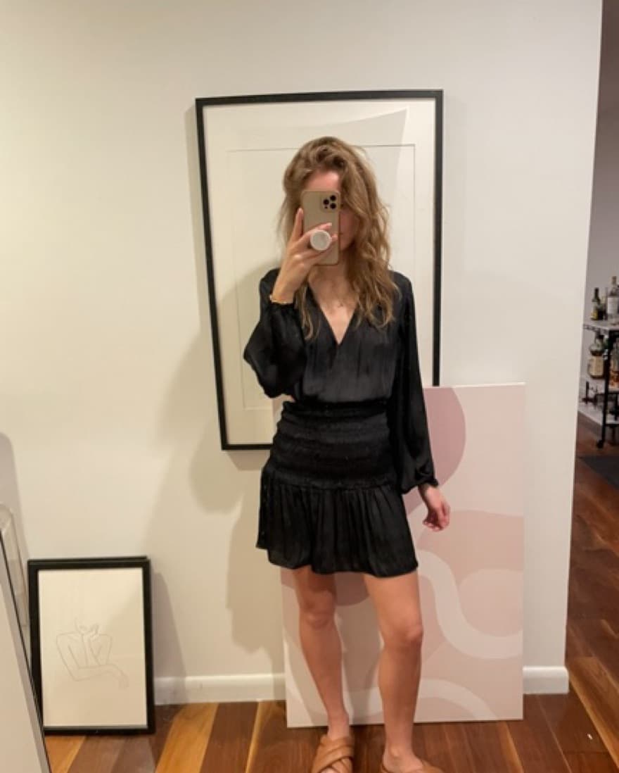 Maje Shirred Satin Mini Dress - Image 2