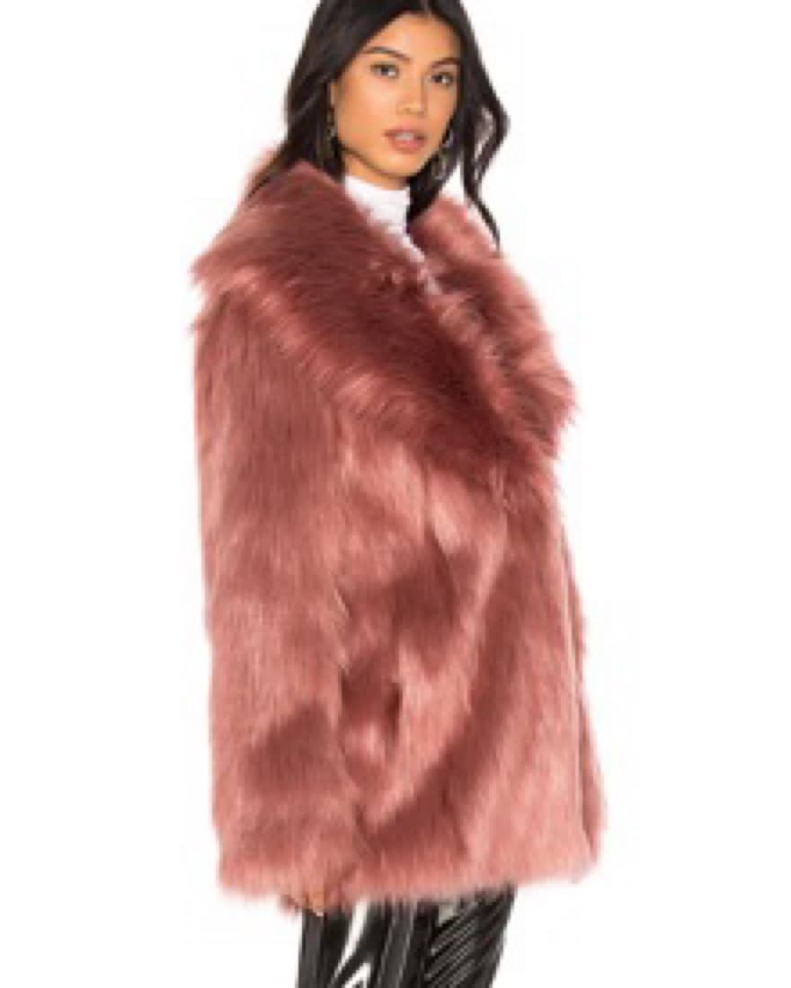 Premium Rose Faux Fur Jacket in Evening  - Image 1