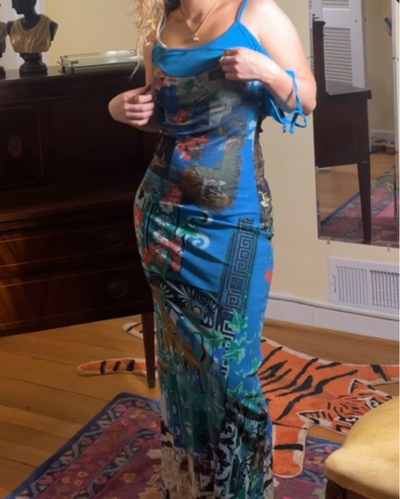 Save The Queen Grecian Print Maxi Dress  - Image 1