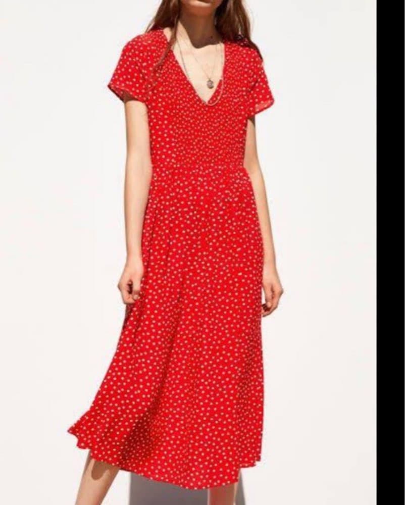 Charming Red Polka Dot Midi Dress - Image 2