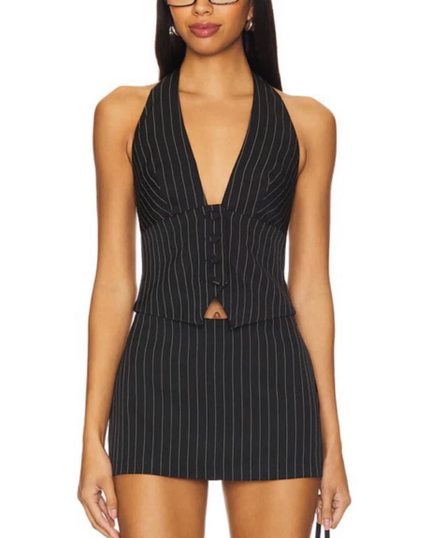 Black Pinstripe Matching Set  - Image 1