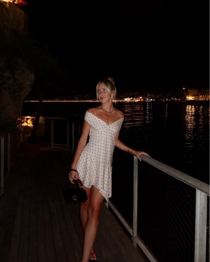 Polka Dot Off-the-Shoulder Dress  - Image 1