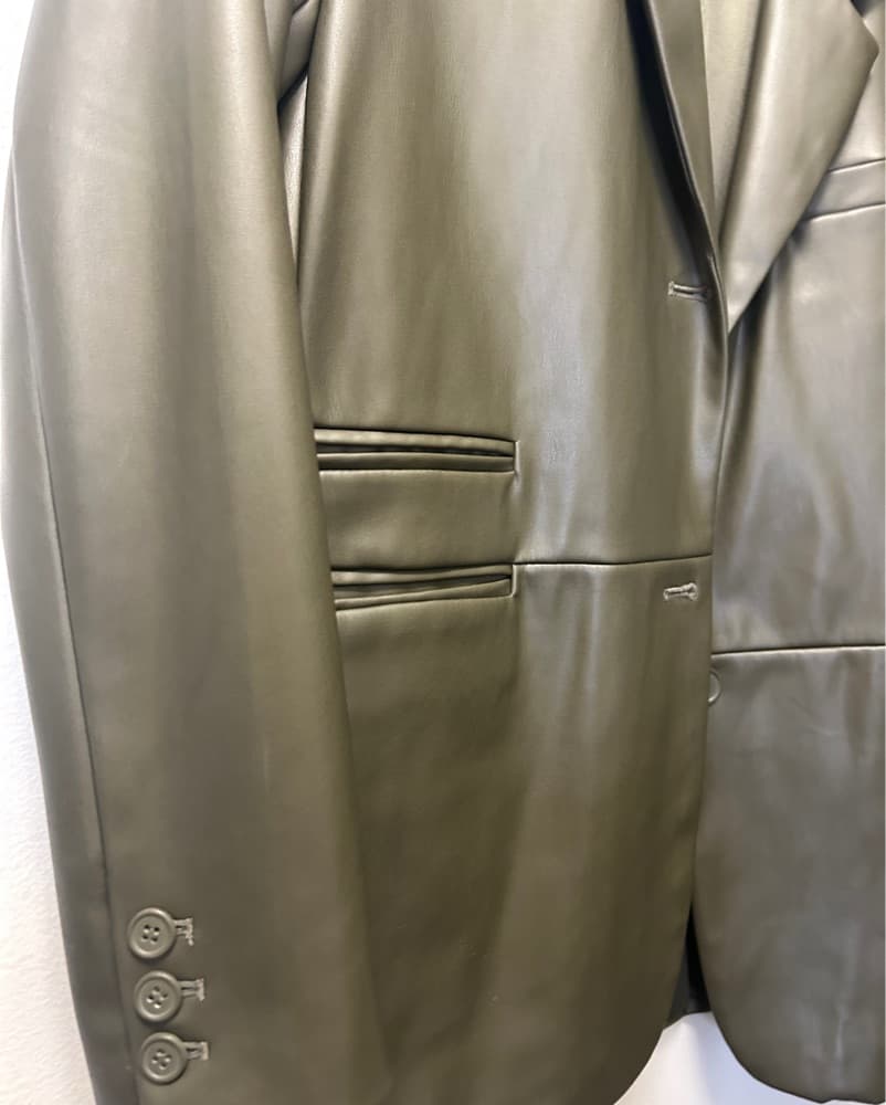 Sleek Faux Leather Blazer - Image 4