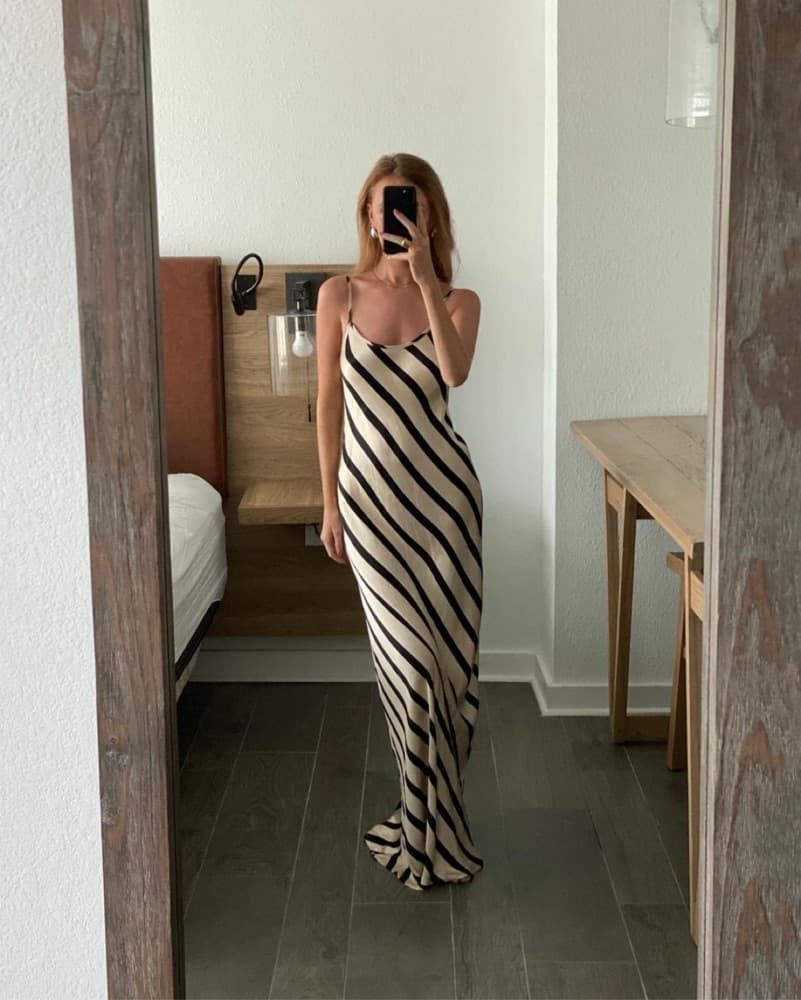 Dissh Chic Striped Satin Maxi Dress - Image 1