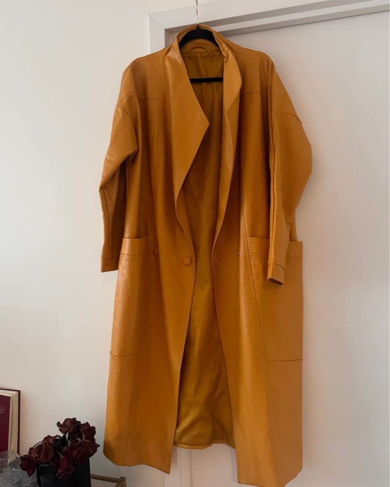 Mustard Yellow Longline Coat - Image 3