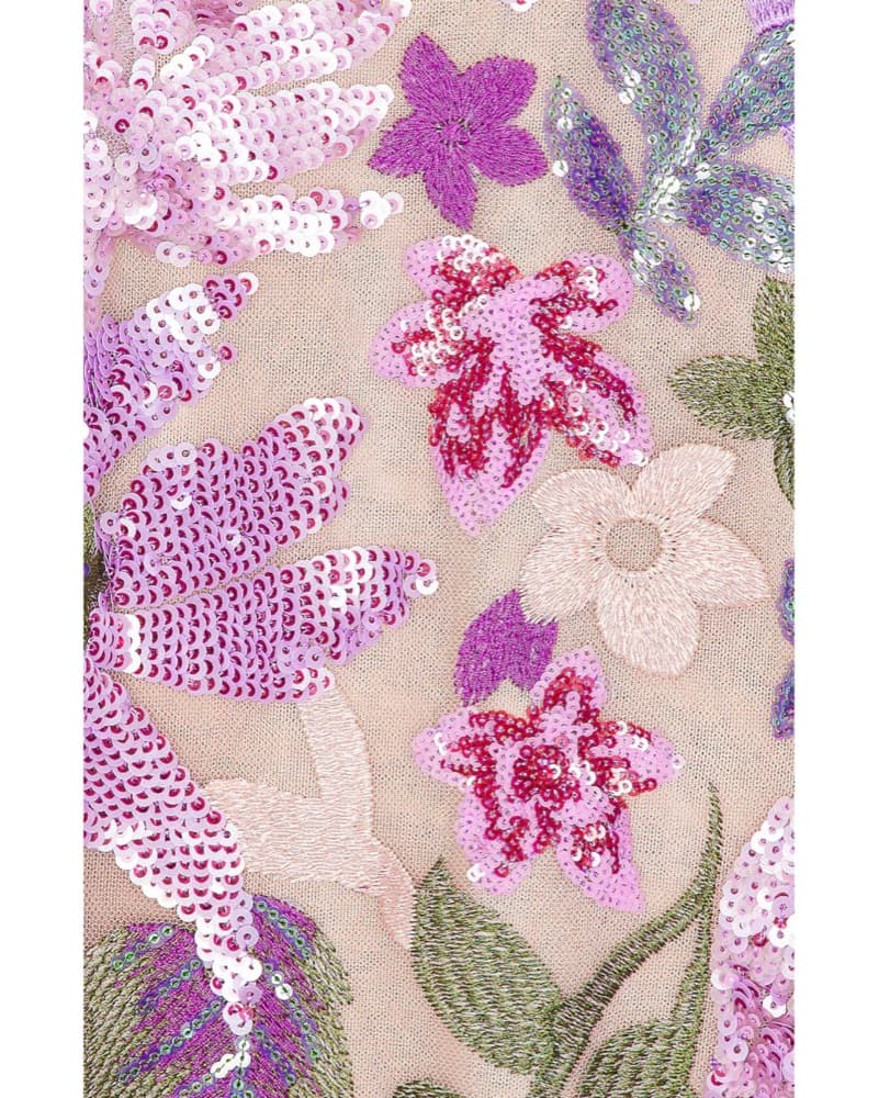 Floral Sequin Strapless Formal Dress - Image 4