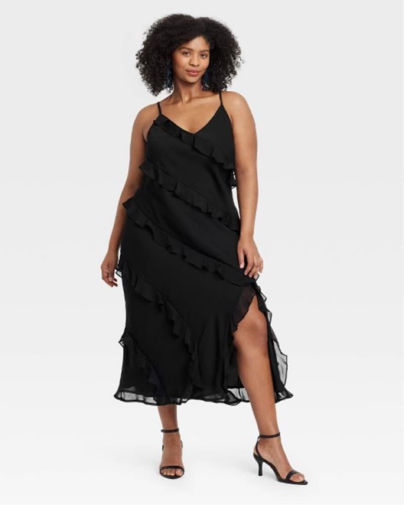 Black Ruffle Maxi slip dress - Image 1