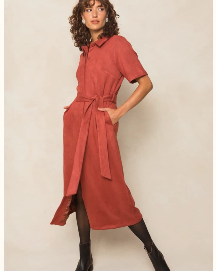 Ivy City Red Rory Suede Dress - Image 4