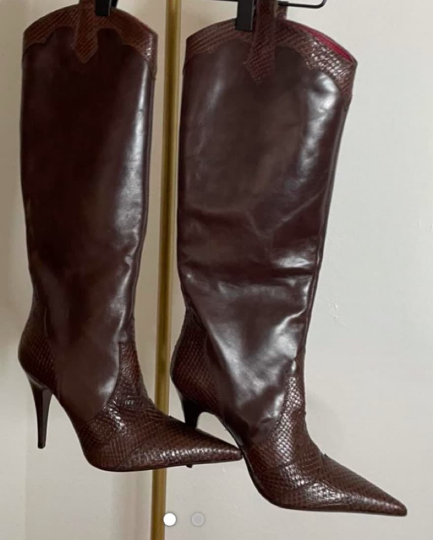 Brown Leather Pointed Boots  - Image 1