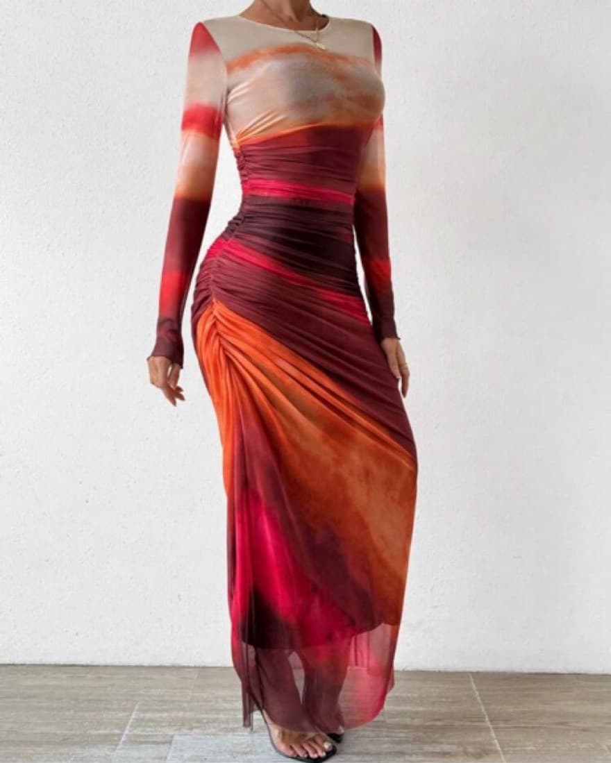 Tie-Dye Pleated Maxi Dress - Image 3