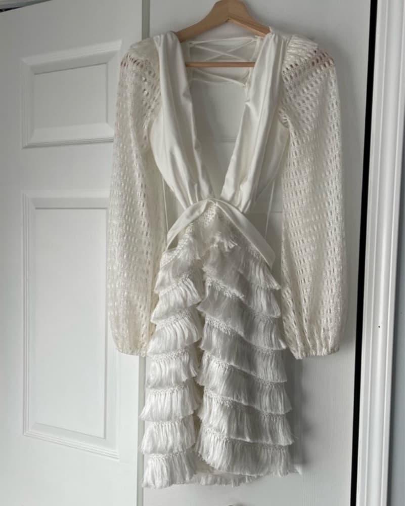 PatBo Elegant Eyelet & Fringe Mini Dress - Image 4
