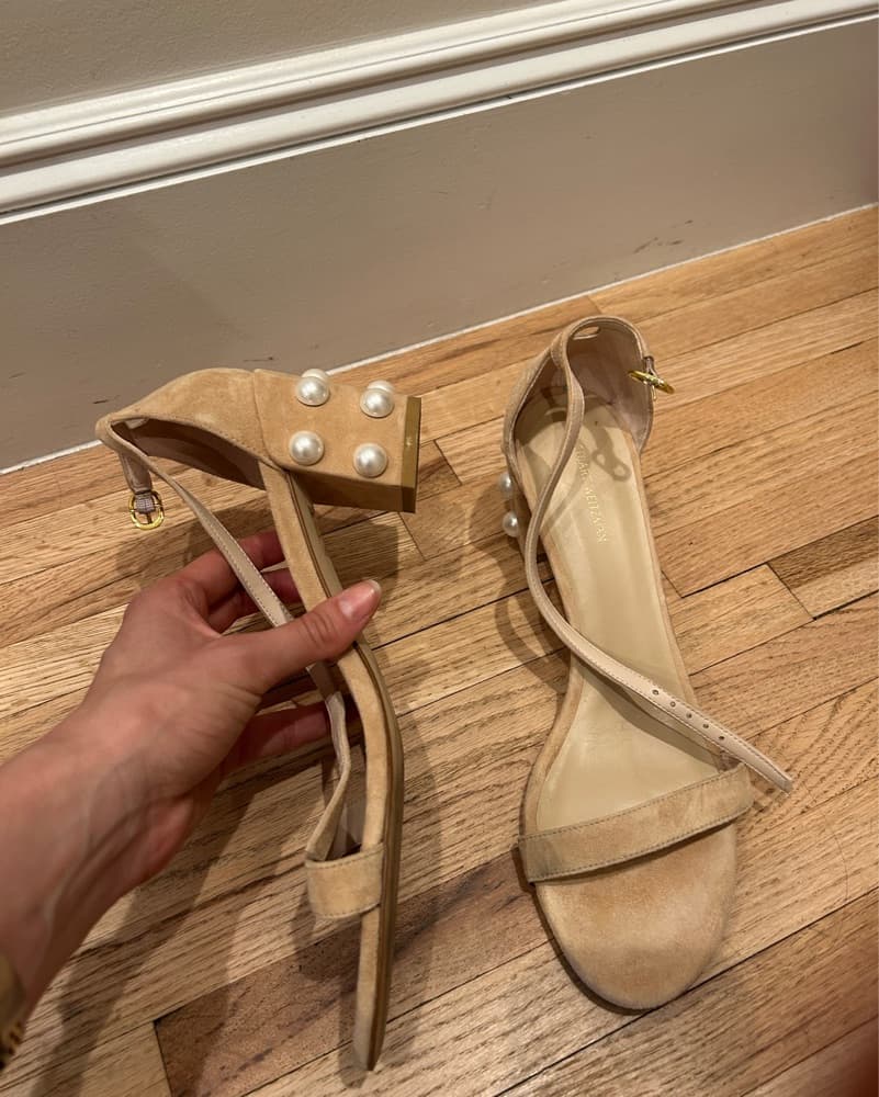 Stuart weitzman Nude Heels With Pearls  - Image 5