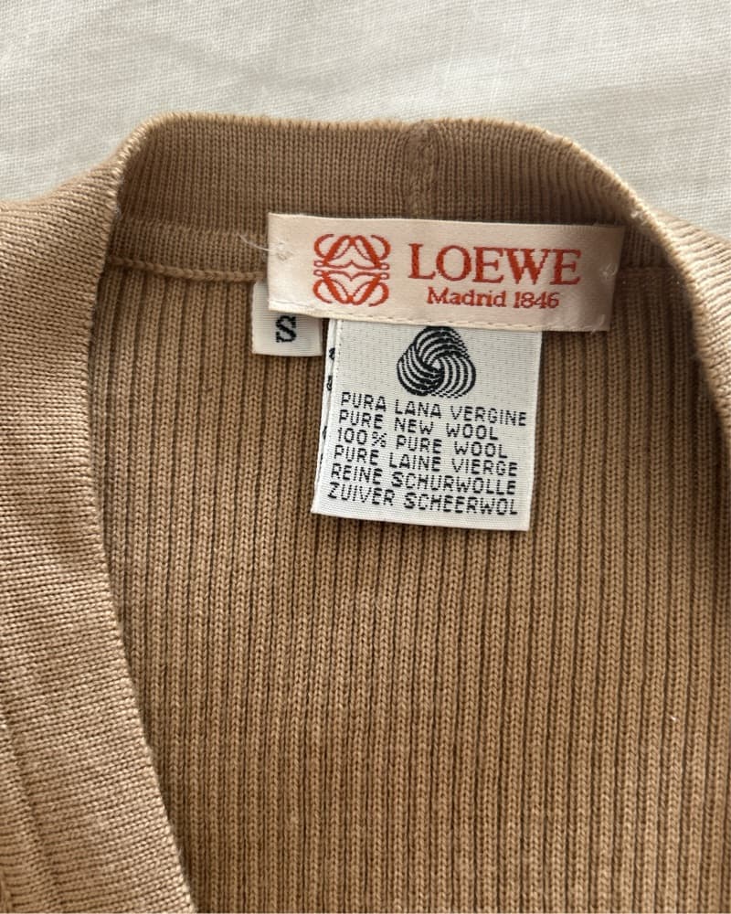 Loewe Knit Tan Wool V-Neck Bodysuit - Image 3