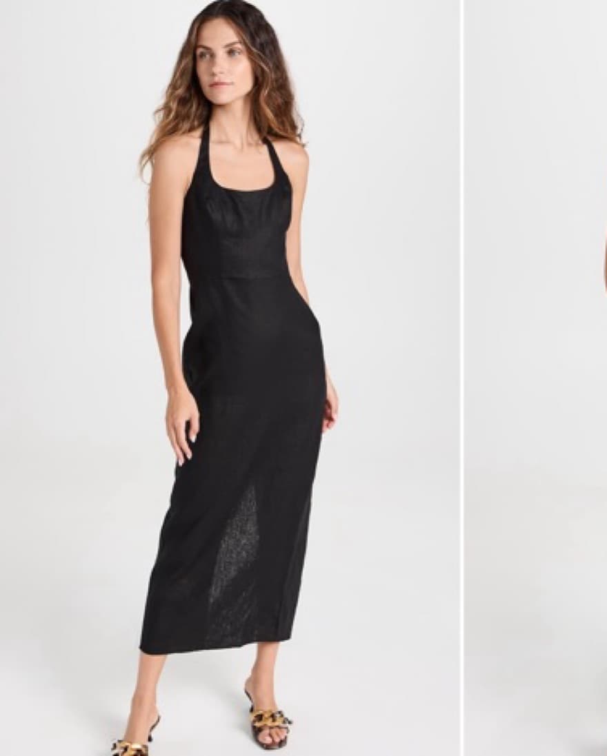 Reformation Yada Linen Dress Black - Image 3