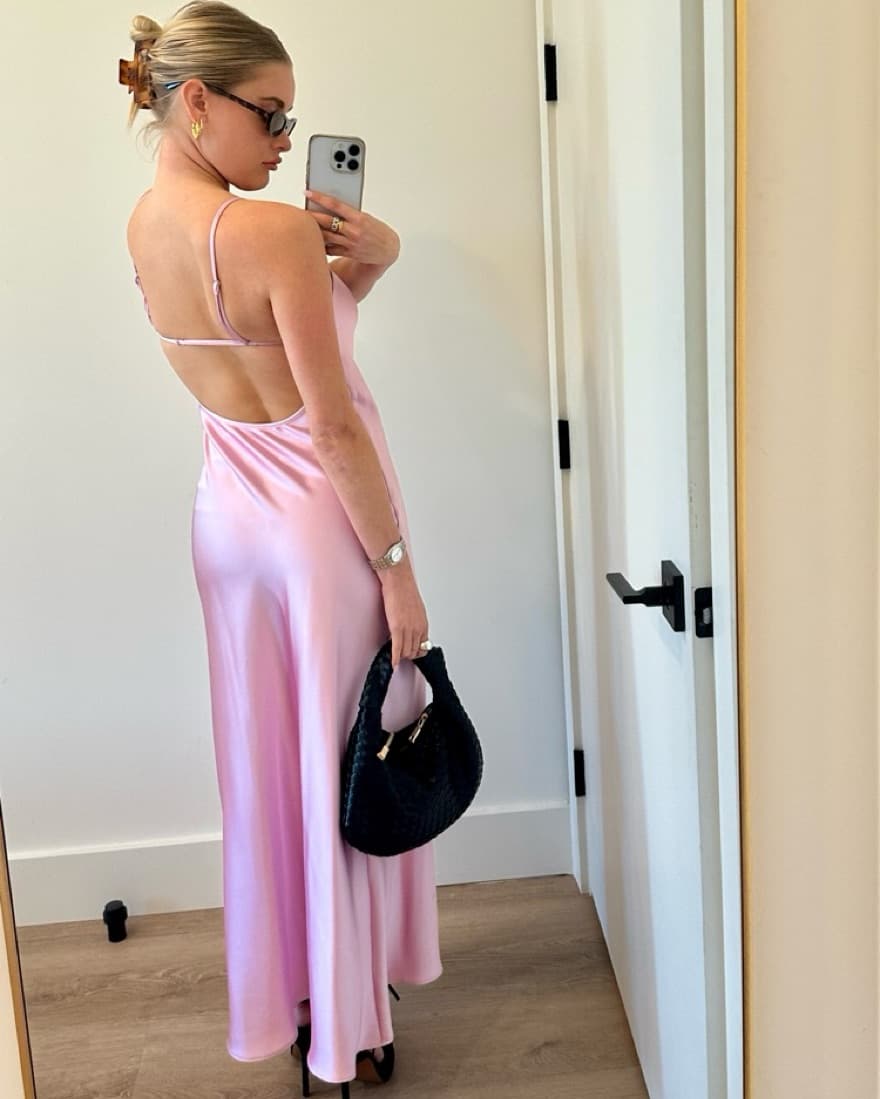 Zara Midi Pink Silk Dress - Image 2